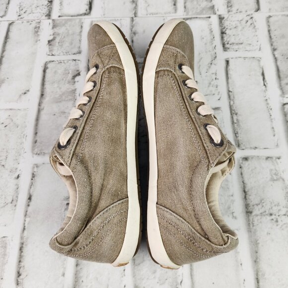 Taos Star Women's Size 8.5 Khaki Canva Lace Up Arch Support Comfort Casual Shoes - Picture 7 of 10